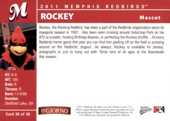 2011 MultiAd Memphis Redbirds #36 Rockey Back