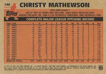 2021 Topps Archives #148 Christy Mathewson Back