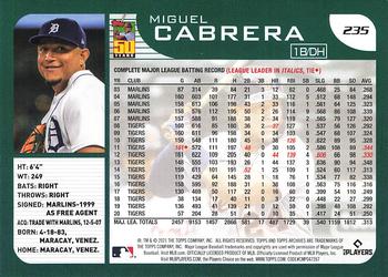2021 Topps Archives #235 Miguel Cabrera Back