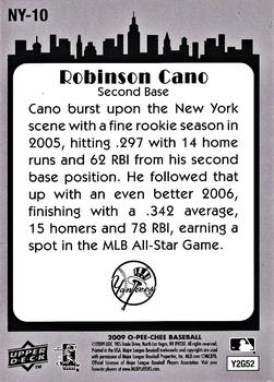 2009 O-Pee-Chee - New York New York #NY-10 Robinson Cano Back