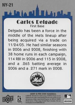 2009 O-Pee-Chee - New York New York #NY-21 Carlos Delgado Back