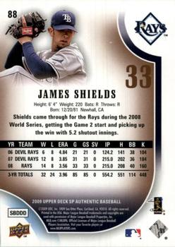 2009 SP Authentic - Copper #88 James Shields Back