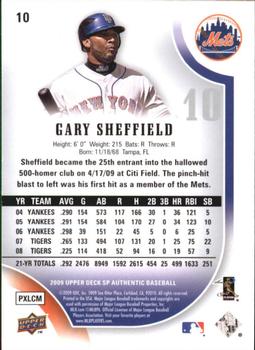 2009 SP Authentic - Gold #10 Gary Sheffield Back