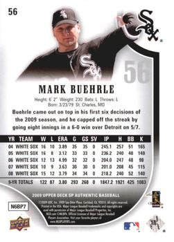 2009 SP Authentic - Gold #56 Mark Buehrle Back