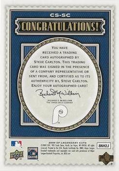 2009 SP Legendary Cuts - Classic Signatures #CS-SC Steve Carlton Back