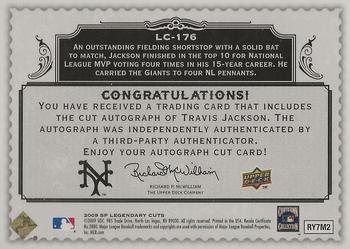 2009 SP Legendary Cuts - Legendary Cut Signatures #LC-176 Travis Jackson Back