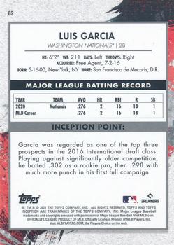 2021 Topps Inception #62 Luis Garcia Back