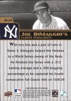 2009 SPx - Joe DiMaggio Career Highlights #JD-29 Joe DiMaggio Back