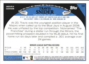 2009 Topps - Gold #58 Travis Snider Back