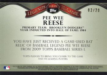 2009 Topps - Legends of the Game Relics #LGR-PR Pee Wee Reese Back