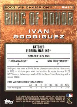2009 Topps - Ring of Honor #RH11 Ivan Rodriguez Back