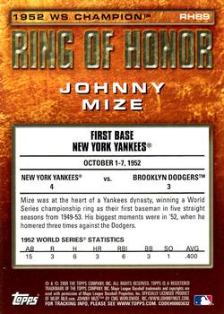 2009 Topps - Ring of Honor #RH89 Johnny Mize Back