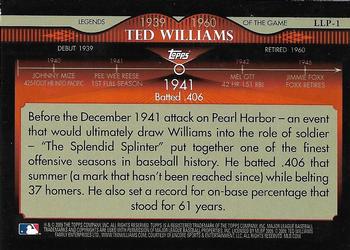 2009 Topps - Legends of the Game Platinum (Wal-Mart) #LLP-1 Ted Williams Back