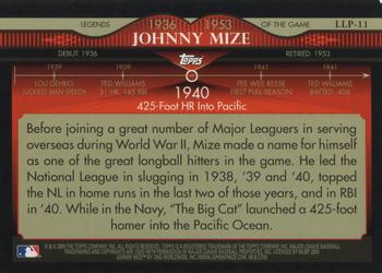 2009 Topps - Legends of the Game Platinum (Wal-Mart) #LLP-11 Johnny Mize Back