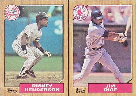 1987 Topps - Wax Box Side Panels #E-F Rickey Henderson / Jim Rice Front