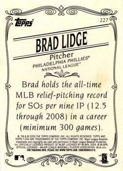2009 Topps 206 - Bronze #227 Brad Lidge Back