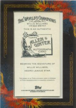 2009 Topps Allen & Ginter - Autographs #AGA-WW Willie Williams Back