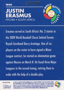 2009 Topps Chrome - World Baseball Classic Refractors #W60 Justin Erasmus Back