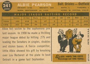 2009 Topps Heritage - 50th Anniversary Buybacks #241 Albie Pearson Back