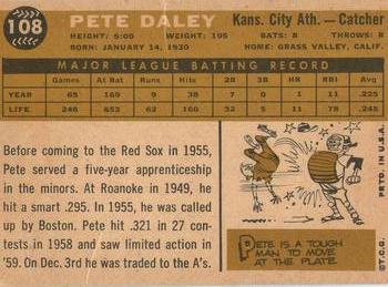 2009 Topps Heritage - 50th Anniversary Buybacks #108 Pete Daley Back