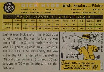 2009 Topps Heritage - 50th Anniversary Buybacks #193 Dick Hyde Back