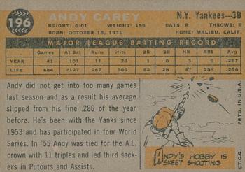 2009 Topps Heritage - 50th Anniversary Buybacks #196 Andy Carey Back