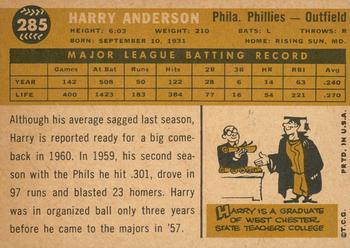 2009 Topps Heritage - 50th Anniversary Buybacks #285 Harry Anderson Back