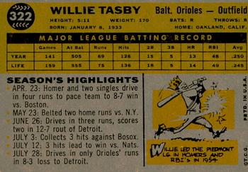 2009 Topps Heritage - 50th Anniversary Buybacks #322 Willie Tasby Back