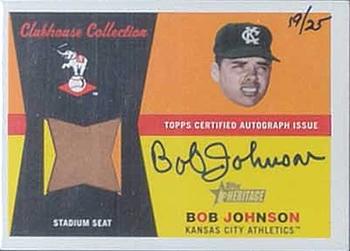 2009 Topps Heritage - Clubhouse Collection Relics Autographs #CCAR-BJ Bob Johnson Front