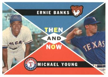 2009 Topps Heritage - Then and Now High Number #TN-4 Michael Young / Ernie Banks Front