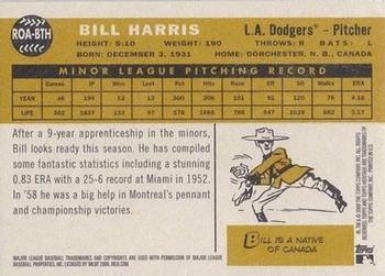 2009 Topps Heritage - Real One Autographs #ROA-BTH Bill Harris Back