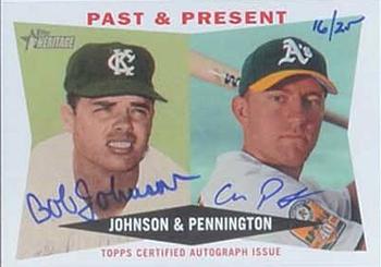 2009 Topps Heritage - Real One Autographs Dual #RODA-JP Bob Johnson / Cliff Pennington Front