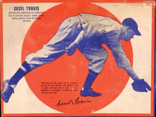 1937 Wheaties Series 7 #29B Cecil Travis Front