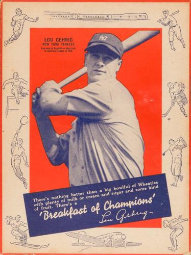 1936 Wheaties Series 4 #NNO Lou Gehrig Front