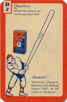 1934 Quaker Oats Ask Me Trivia #B2 Willie Keeler / Chicago Cubs / Cincinnati Reds Front