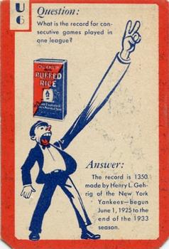 1934 Quaker Oats Ask Me Trivia #U6 Lou Gehrig Front