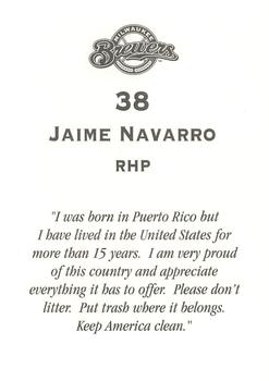 2000 Milwaukee Brewers Police - Wisconsin River Golf Club, Warehouse Specialists Inc. #NNO Jaime Navarro Back