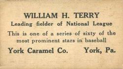 1927 York Caramel (E210) (Type 1) #46 William H. Terry Back