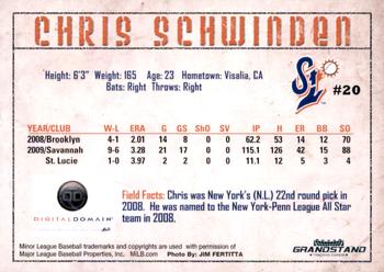 2010 Grandstand St. Lucie Mets #NNO Chris Schwinden Back
