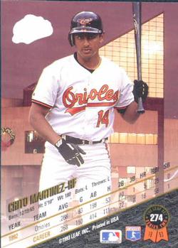 1993 Leaf #274 Chito Martinez Back