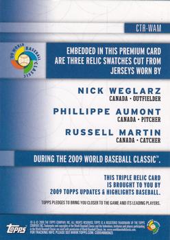 2009 Topps Updates & Highlights - WBC Stitches Triple #CTR-WAM Nick Weglarz / Phillippe Aumont / Russell Martin Back