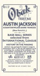 2009 TriStar Obak - Mini T212 #12 Austin Jackson Back
