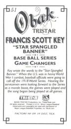 2009 TriStar Obak - Mini T212 #51 Francis Scott Key Back