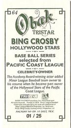 2009 TriStar Obak - Mini T212 Green #64 Bing Crosby Back