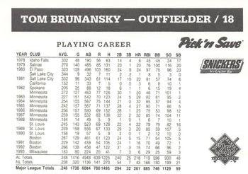 1994 Milwaukee Brewers Police - Eau Claire Police Department #NNO Tom Brunansky Back