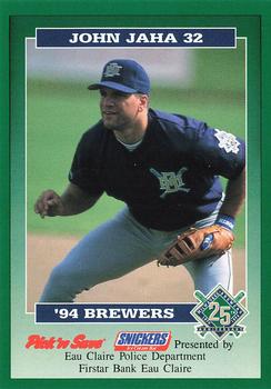 1994 Milwaukee Brewers Police - Eau Claire Police Department #NNO John Jaha Front