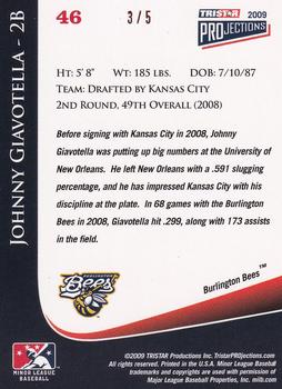 2009 TriStar PROjections - Orange #46 Johnny Giavotella Back