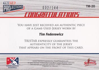 2009 TriStar PROjections - Tailor Made #TM-20 Tim Federowicz Back