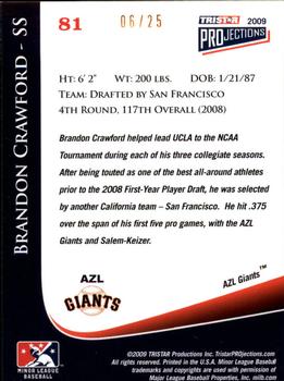 2009 TriStar PROjections - Yellow #81 Brandon Crawford Back