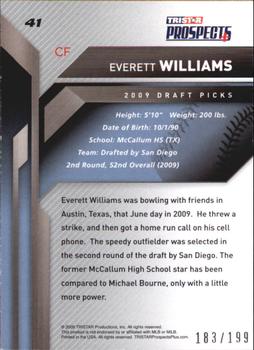 2009 TriStar Prospects Plus - Autographs #41 Everett Williams Back